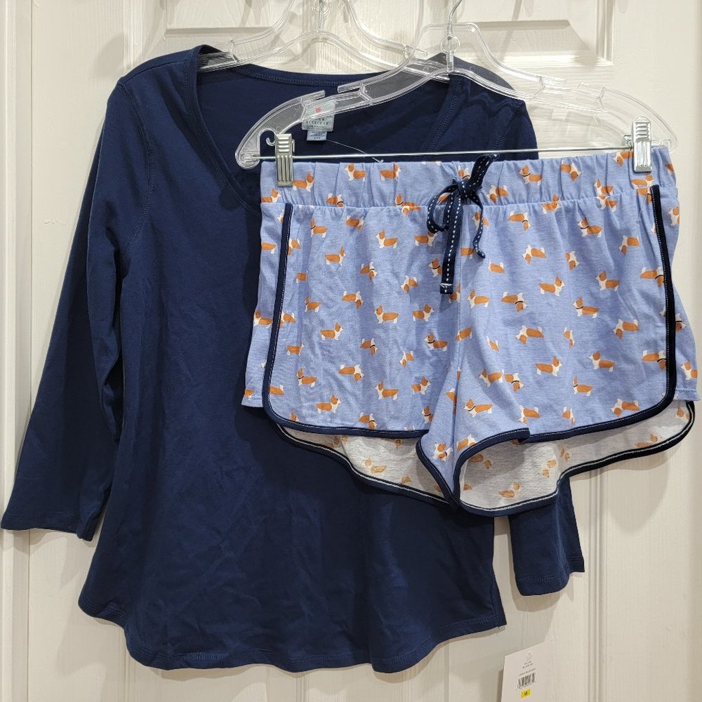 Jane & Bleecker 2-piece Women's Blue Short Pajama Set Sleepwear